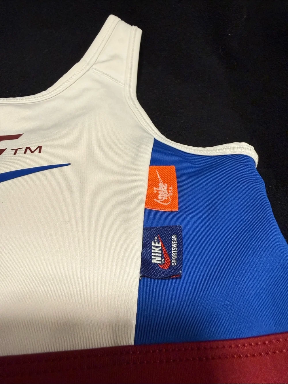 Nike Women's Scoop Neck Colorblock One-Piece - White/Blue/Maroon